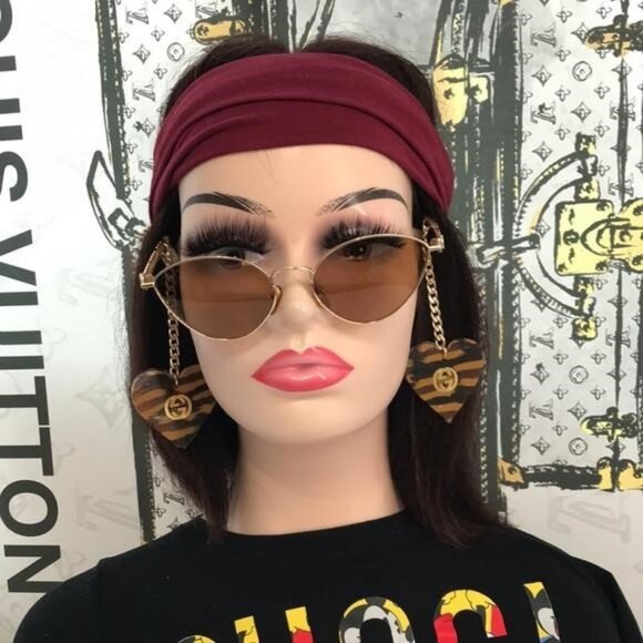 Gucci Accessories - New Authentic Gucci GG0977S 002 Gold Cat-Eye Sunglasses Brown Lenses